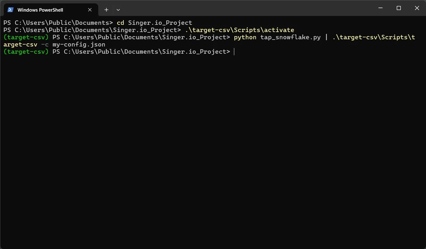 Running Singer Snowflake Tap with CData